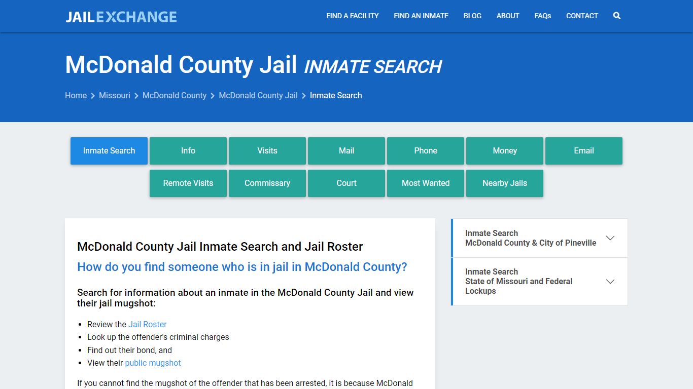 Inmate Search: Roster & Mugshots - McDonald County Jail, MO