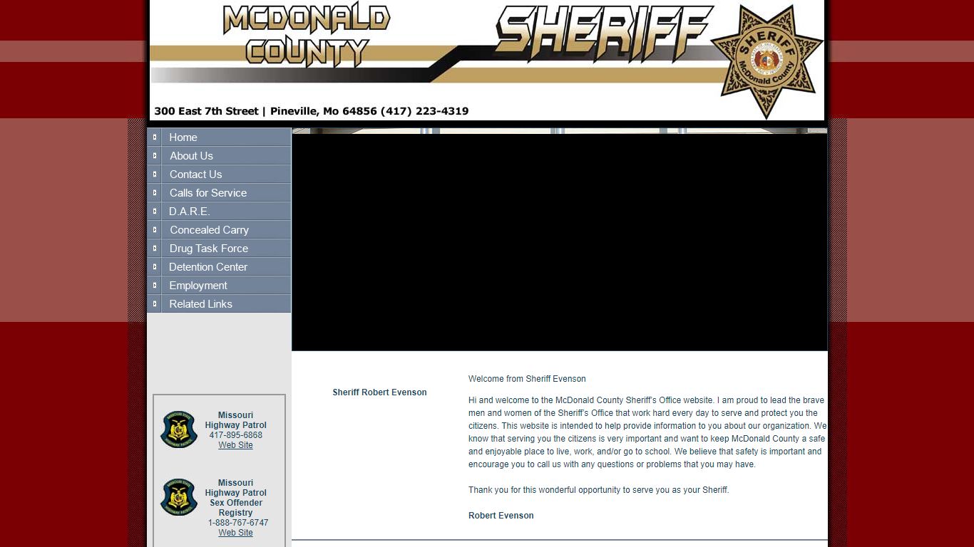 Welcome to the McDonald County Sheriff's Office Website