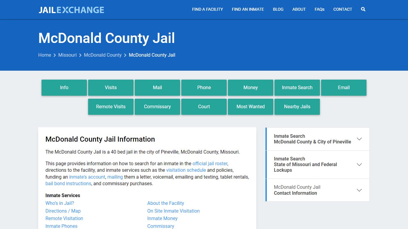 McDonald County Jail, MO Inmate Search, Information